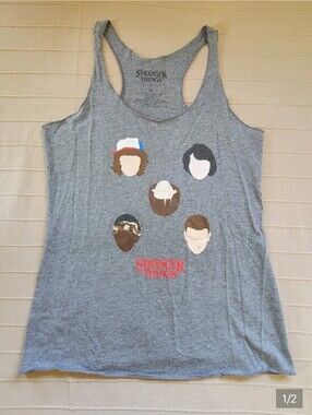 Stranger Things Women’s Gray Graphic Racerback Tank Top